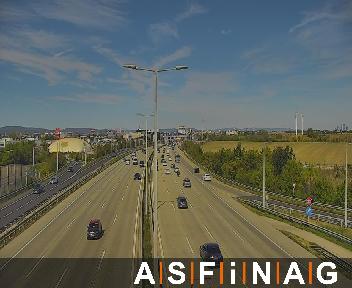 A02, bei  Mödling, Blickrichtung Wien - Km 6,96