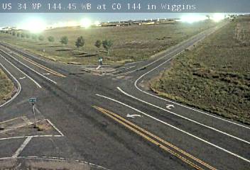 US 34 MP 144.45 WB at CO 144 in Wiggins: Looking East