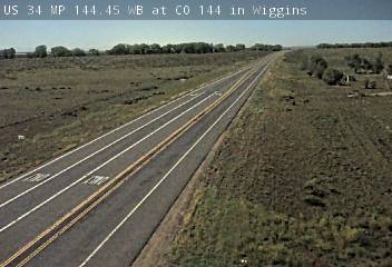 US 34 MP 144.45 WB at CO 144 in Wiggins: Looking West