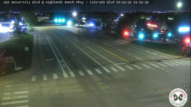 University Blvd MP 002.00 NB at Highlands Ranch Pkwy / S Colorado Blvd: Looking Northwest