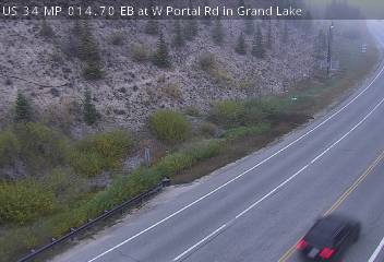 US 34 MP 014.70 EB at W Portal Rd in Grand Lake: Looking South