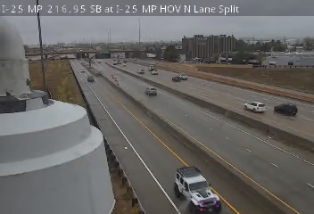 I-25 MP 216.95 SB at I-25 HOV N Lane Split