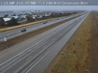 I-25 MP 260.30 NB : 1.0 mile N of Crossroads Blvd
