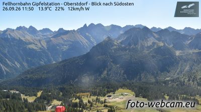 Gemeinde Mittelberg: Fellhornbahn Gipfelstation - Oberstdorf - Blick nach Südosten