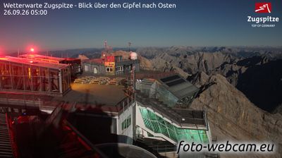 Grainau: Wetterwarte Zugspitze - Blick über den Gipfel nach Osten
