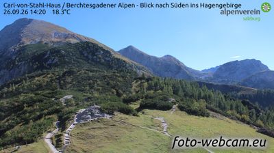 Konigssee: Carl-von-Stahl-Haus - Berchtesgadener Alpen - Blick nach Süden ins Hagengebirge
