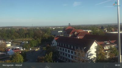 Wernigerode: Diesterweg - Schule, Blick Richtung Altstadtkreisel und Harzvorland